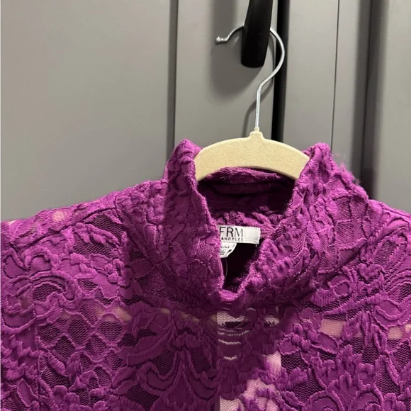 NWT AFRM Vibrant Purple Lace dress with slip - Picture 5 of 8